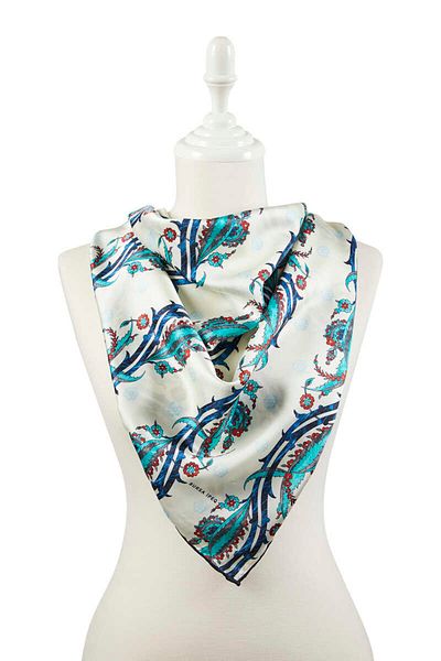 Bursa İpek Saks Smoked Turkish Motif Ivy Pattern Silky Scarf