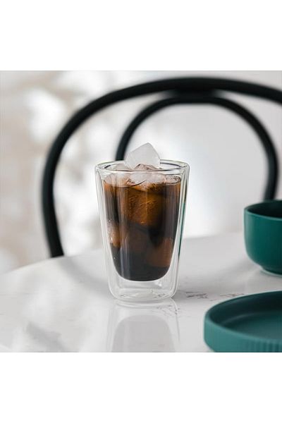 Kingstone 2-Piece Double Sided 250 Mi Borosilicate Lattes Tea Coffee Fruit Water Cup