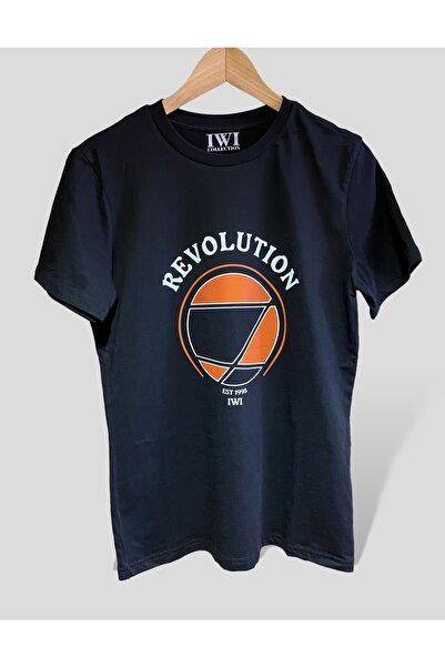 IWISS Μπλουζάκι Unisex 100% βαμβακερό μαύρο με λαιμόκοψη Revolution με στάμπα