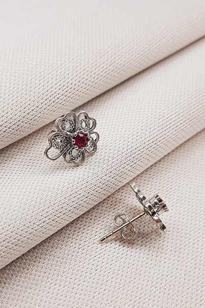 Güzel Gümüşçülük 925 Ayar Gümüş El Işi Mardin Midyat Oksitli Telkari Doğal Taşlı Kadın Küpe