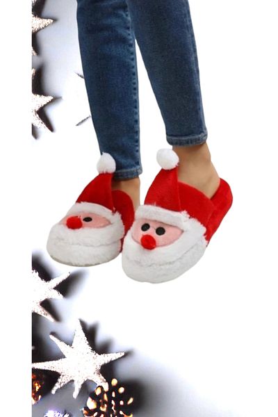 trenddünya Christmas Themed Winter Closed Front House Slippers