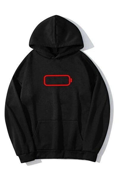 Tarzsokak Hanorac unisex negru, supradimensionat, imprimat, din bumbac, cu bu...