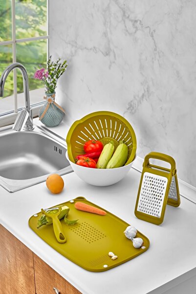 HOMENIVA Handy 5 Parça Yemek Hazırlık Seti – 5 Parça Handy Çeyiz Seti - Yeşil