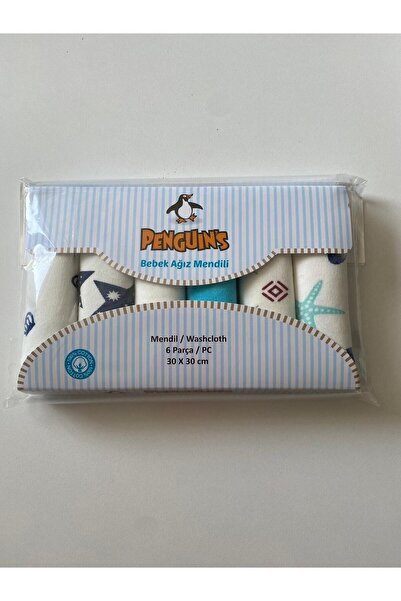 PENGUIN KIDS Penguins 6 Parça Erkek Bebek Ağız Bakım Mendili