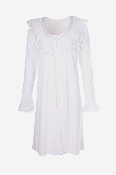 AYYILDIZ 3415 Ecru Maternity Nightgown Dressing Gown Set
