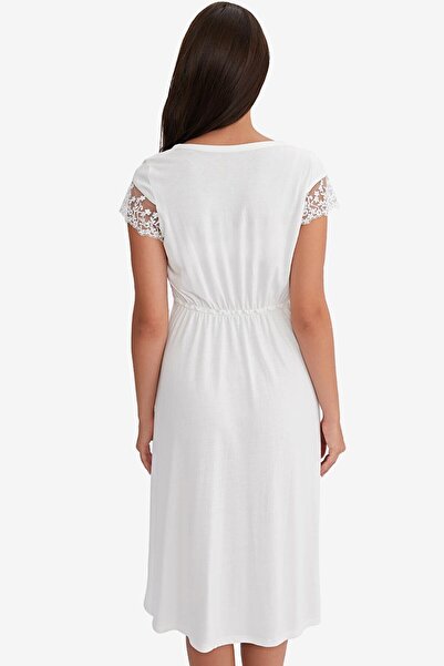 AYYILDIZ 3910 Ecru Maternity Nightgown Dressing Gown Set