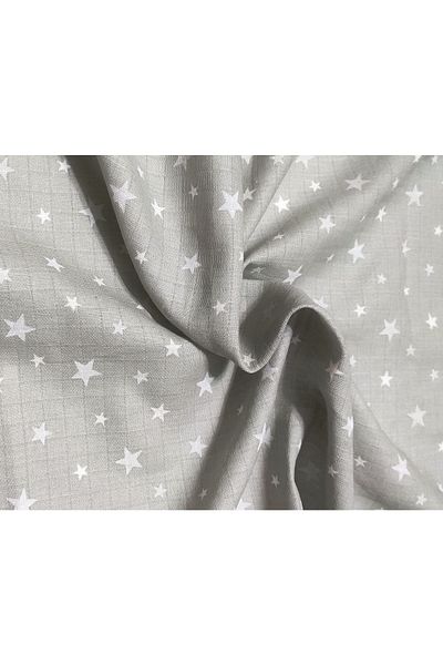 BeybiNest Muslin Cover 90x100 Cm Organic Cotton Fabric Gray Stars