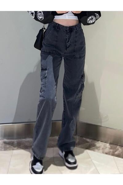 DENİKK Y2k Gri Kargo Pantolon