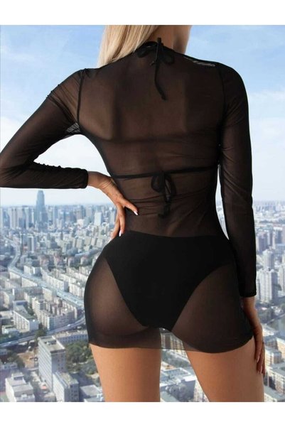 morche Rochie de damă super mini neagră din tul