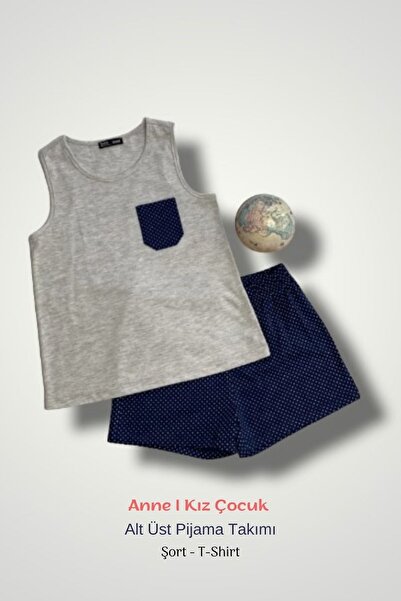 Black&Small طقم بيجامة الأم والابنة باللون الأزرق الداكن