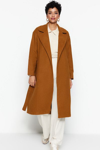 Trendyol Modest Παλτό με γιακά καμήλα με επένδυση TCTAW22AB0008