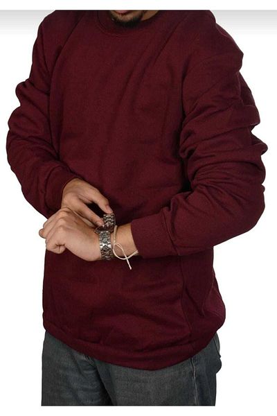 FATELLA Unisex Crew Neck Plain Basic Hooded Two Thread New Year Concept Sweatshirt