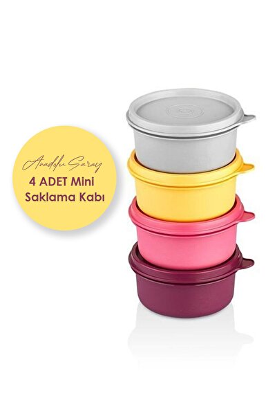 Anadolu Saray Çarşısı Pratik 4’lü Plastik Kapaklı Saklama Kabı | Renkli Kapak...