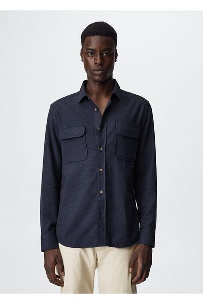 MANGO Man Cămașă din bumbac cu modele texturate