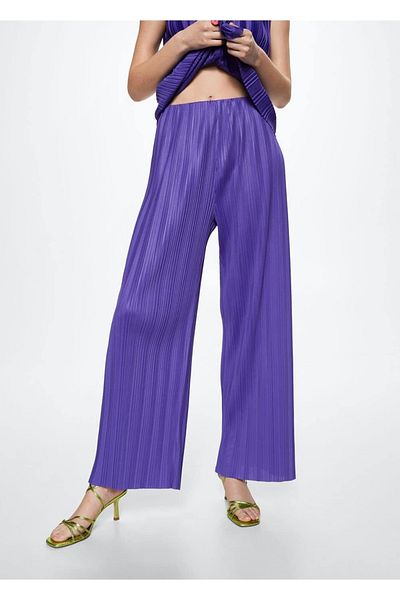 MANGO Woman Pleated Palazo Trousers