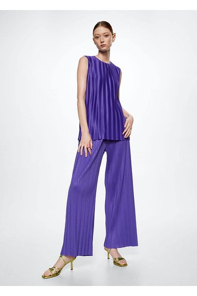 MANGO Woman Pleated Palazo Trousers