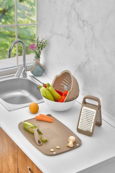 HOMENIVA Handy 5 Parça Yemek Hazırlık Seti – 5 Parça Handy Çeyiz Seti - Bej