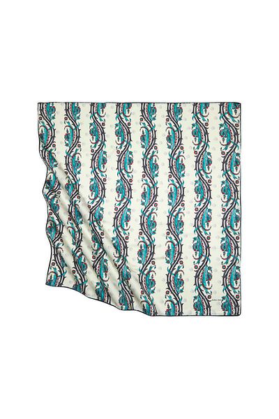 Bursa İpek Black Gray Turkish Motif Ivy Pattern Silky Scarf