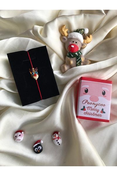 PEONY - peonyofficiall New Year Christmas Deer Glass Murano Bracelet Red String Christmas Themed Christmas Bracelet