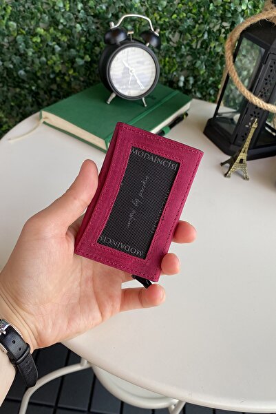 Modica Ministar - Crazy Fuchsia Smart Card Holder with Genuine Leather Automatic Rfid Protected Mechanism