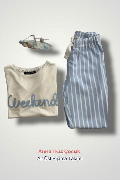 Black&Small Ecru Mother Daughter Pajama Set