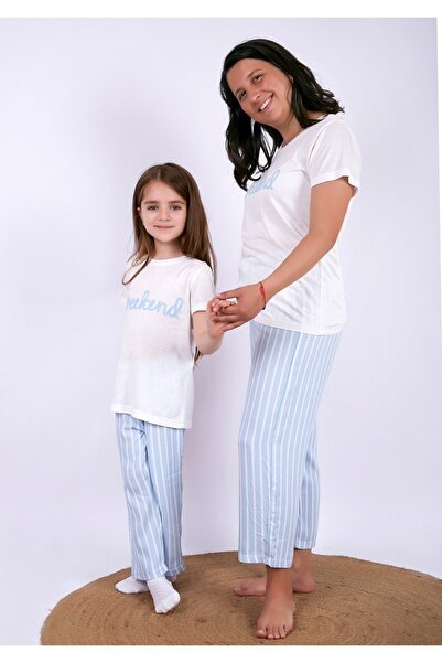 Black&Small Ecru Mother Daughter Pajama Set