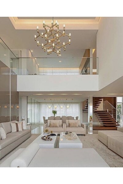 LUXURY VİLLA Luxury 2li Komple Beyaz Camlı Tekerlekli Orta Sehpa 1 Adet Ölçüs...