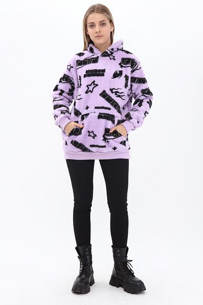 NEWLAKER Unisex Oversize ροζ βελούδινο φούτερ με κουκούλα