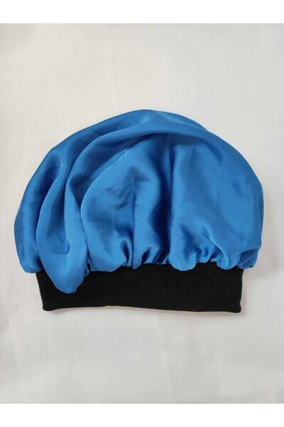 Elvinege Aksesuar Mavi Renk Ipek Saten Saç Bonesi