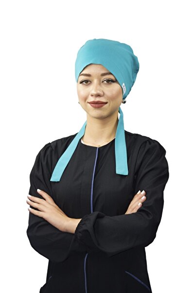 Nur Ortopedi Kadın Likralı Tesettür Turkuaz Mavisi Doktor Hemşire Aşçı Cerrah...