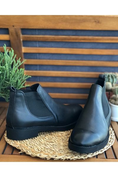 Skoonpa Genuine Leather Black Men's Chelsea Boots