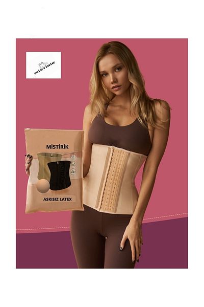 MİSTİRİK Tvigoso Model Abdomen and Waist Area Effective 4-Stage Strapless Latex Skin Color
