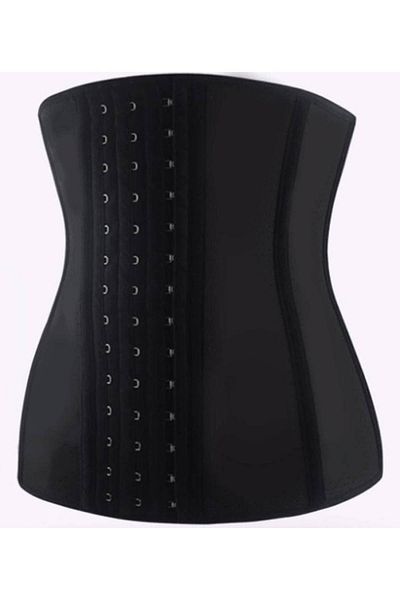 MİSTİRİK Tvigoso Model Strapless Latex 4-Leveled Corset that Keeps the Waist Warm and Provides Slimming Black Color