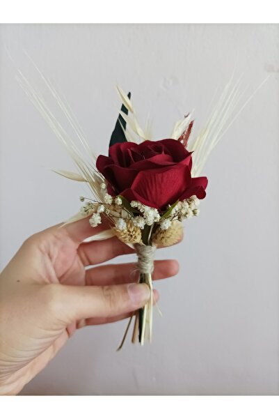 Destina Tasarım Kırmızı Gül Damat Yaka Çiçeği