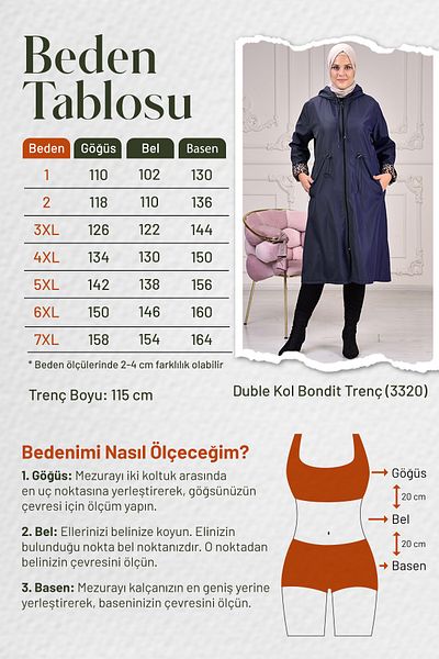 Aşkı Endam Double Sleeve Leopard Bondit Hooded Trench - Black