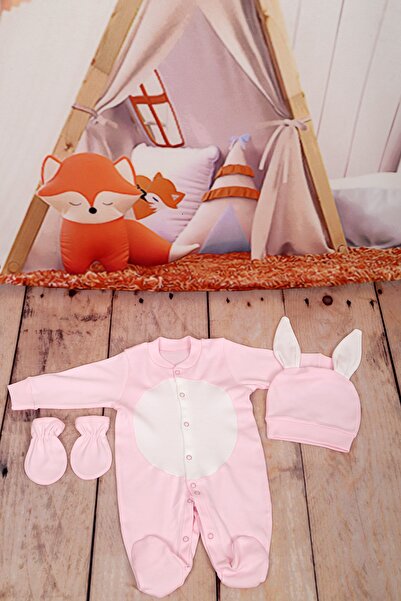 lohusahamile Rabbit Pink-ecru 3-Piece Jumpsuit Set