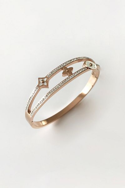 SilverStone Model Special Zircon Stone Cuffed Steel Bracelet
