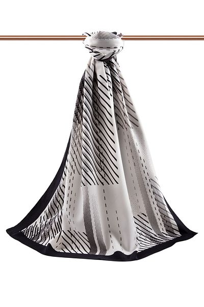 Vissona Γυναικεία Luxury Medina Silk Shawl Cream - Μαύρη