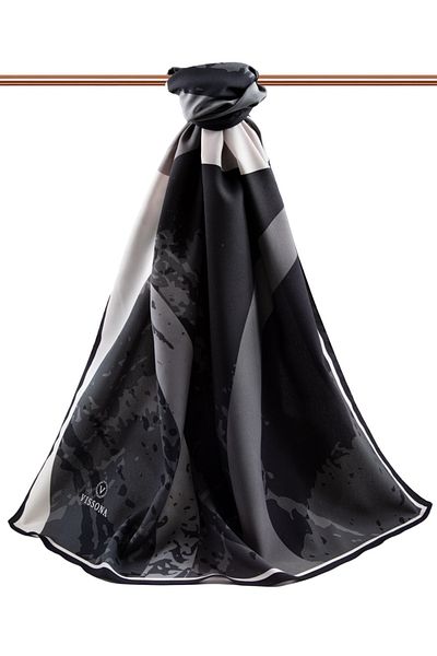 Vissona Γυναικείο σάλι Luxury Medina Silk Μαύρο - Κρέμα
