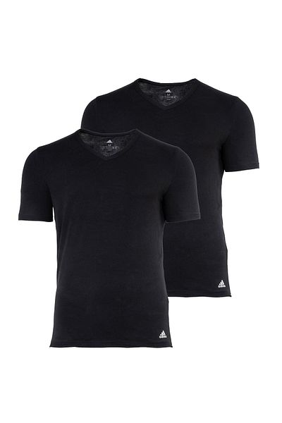 adidas Herren T-Shirt, 2er Pack - Active Flex Cotton, V-Ausschnitt, uni