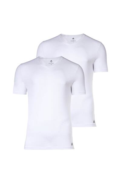 adidas Herren T-Shirt, 2er Pack - Active Flex Cotton, V-Ausschnitt, uni