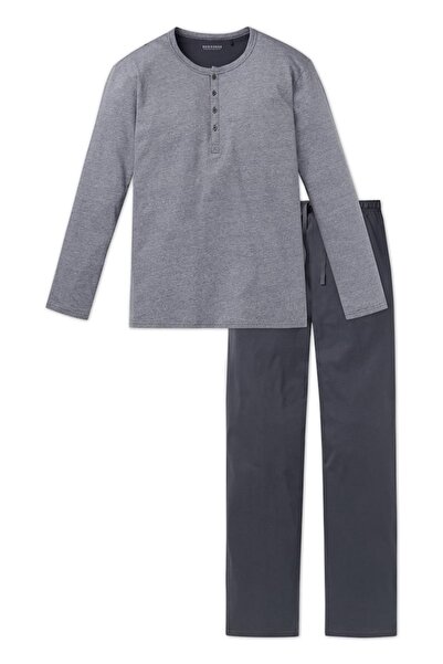 Schiesser Herren Schlafanzug 2-tlg. Set - lang, Henley, Knopfleiste, Fineliner
