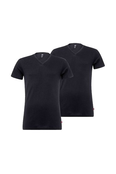 Levi's Herren T-Shirts, 2er Pack - V-Ausschnitt, Kurzarm, einfarbig