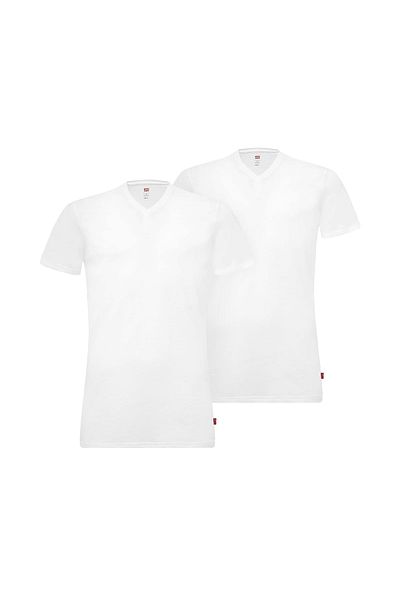 Levi's Herren T-Shirts, 2er Pack - V-Ausschnitt, Kurzarm, einfarbig