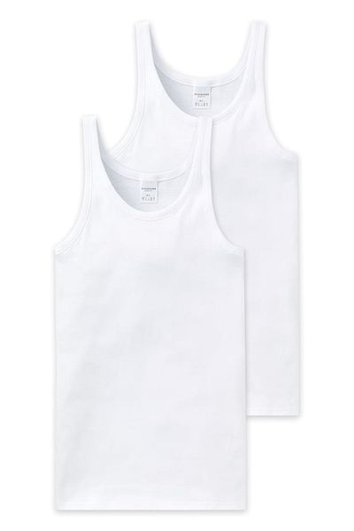 Schiesser Herren Unterhemd 2er Pack – ärmellos, Baumwollgrundierung, Feinripp