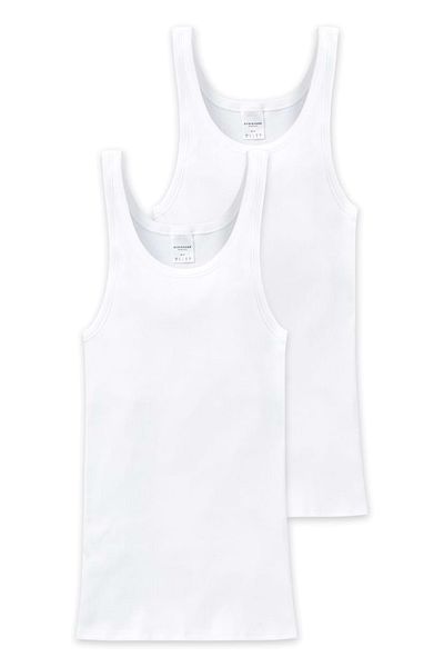 Schiesser Herren Unterhemden 2er Pack - ärmellos, Cotton Essentials, Doppelripp