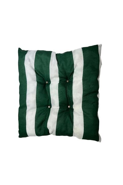 Vip Home Concept Decorative Pouf Chair Cushion Square 35x35x7 Cm-Green White (1 Piece)