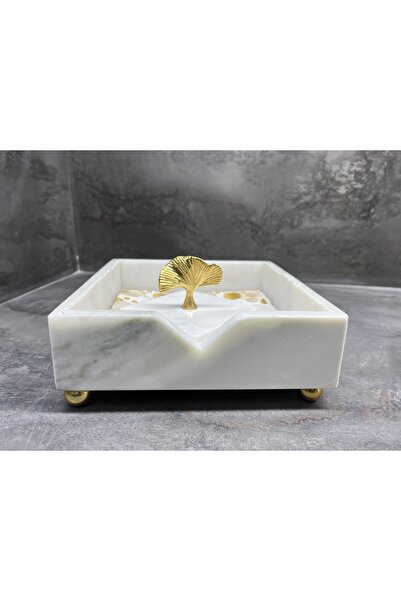 Modestmar Doğal Mermer Peçetelik Gold Gingko Objeli