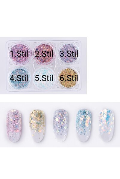 Beauty Box 1 Adet 6. Stil Galaxy Jel Glitter Göz Makyajı Makeup Nail Art Kalı...