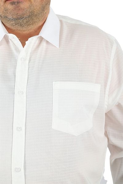 MocGrande Large Size Men's Pocket Shirt Cuadrado 23352 White